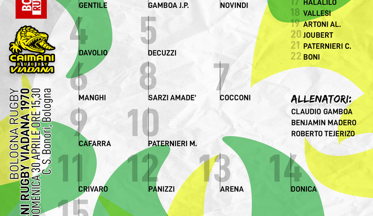 LA FORMAZIONE DEI CAIMANI PER LA TRASFERTA DI BOLOGNA