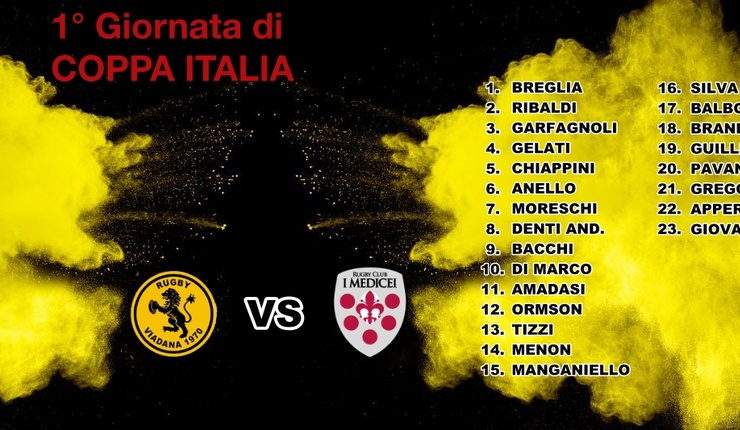Coppa Italia, il Rugby Viadana 1970 sfida I Medicei