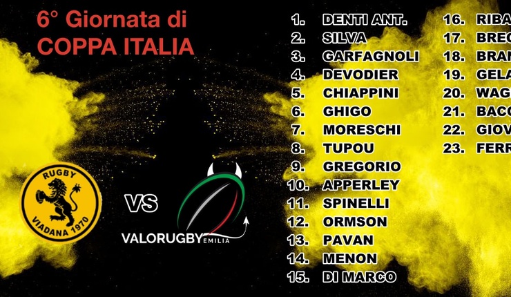 SESTA GIORNATA DI COPPA ITALIA: IL RUGBY VIADANA 1970 OSPITA IL VALORUGBY EMILIA