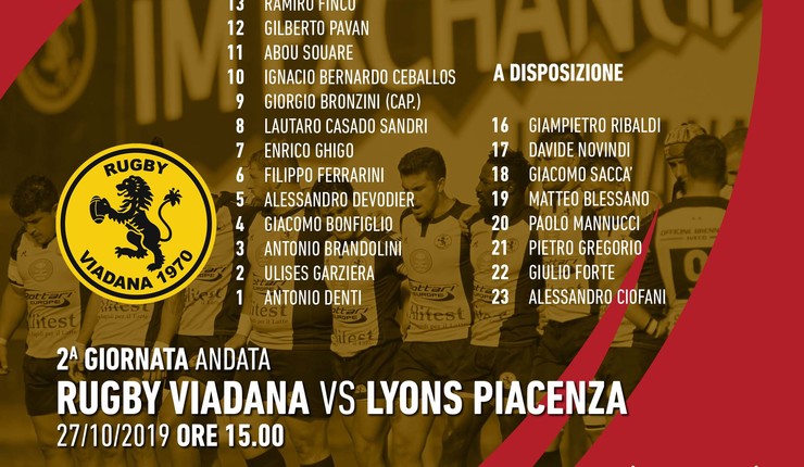 L’IM EXCHANGE VIADANA 1970 OSPITA I NEOPROMOSSI DEL RUGBY LYONS
