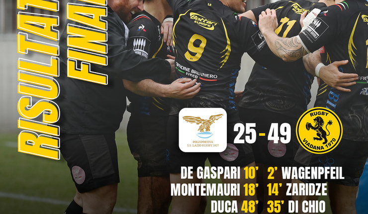 RUGBY VIADANA 1970 NON SBAGLIA, LAZIO BATTUTA 25-49