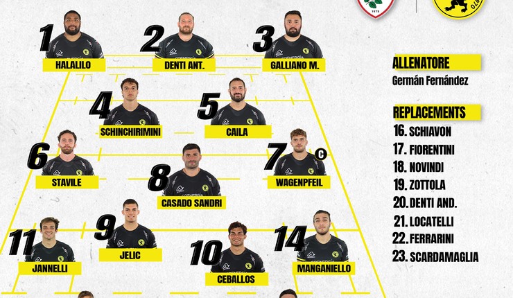 LA FORMAZIONE DEL RUGBY VIADANA 1970 PER IL MATCH CONTRO IL COLORNO