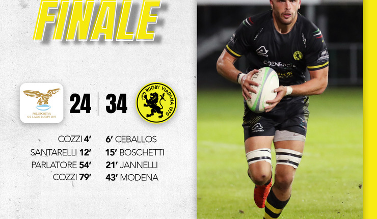 RUGBY VIADANA 1970 NON SBAGLIA, LAZIO BATTUTA 24-34
