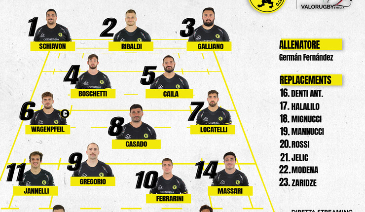 IL XV DI COACH FERNANDEZ PER AFFRONTARE IL VALORUGBY EMILIA