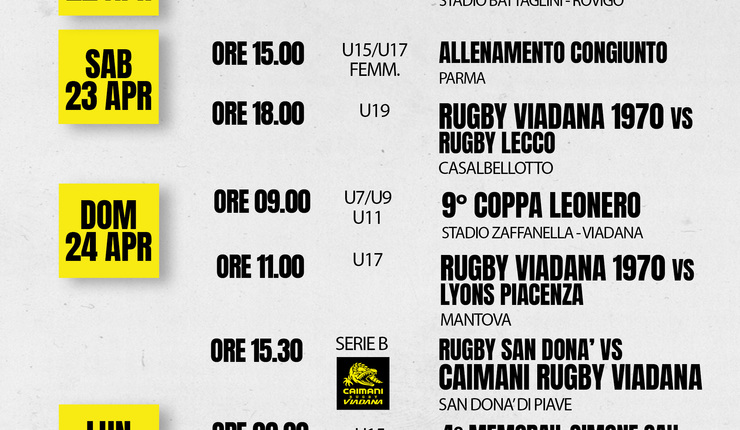 PROSSIME DATE GIALLONERE